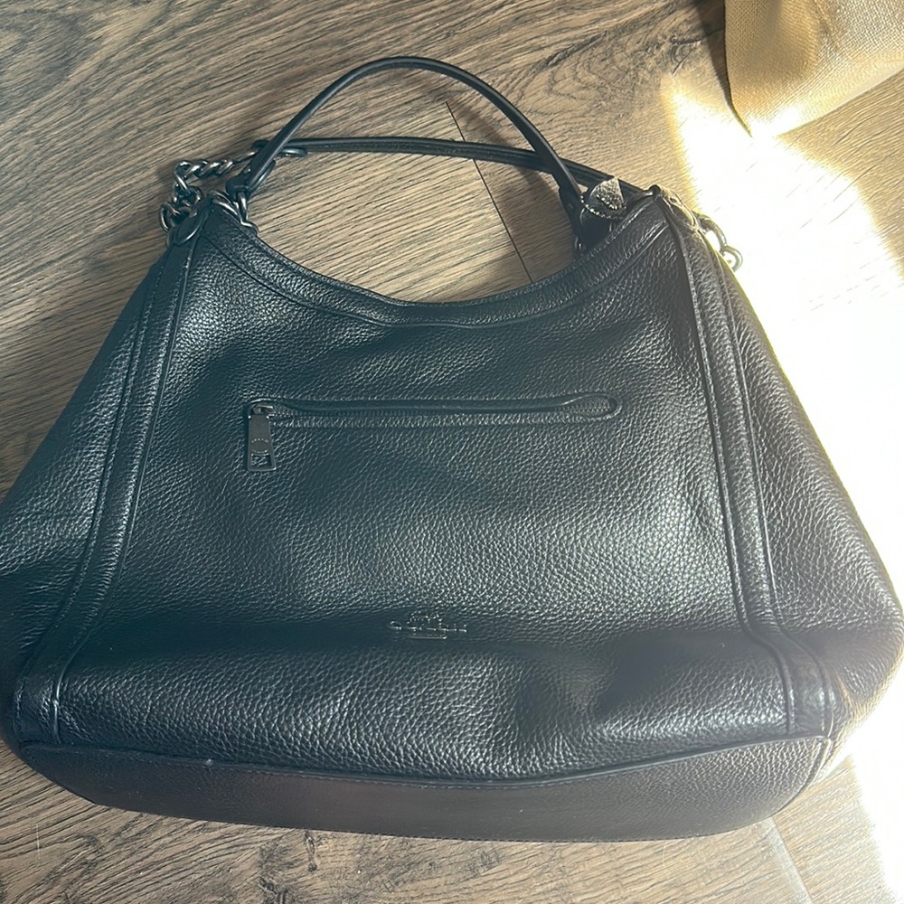 Black pebbled leather coach hobo